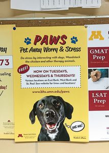 PAWS posters appear around campus.
