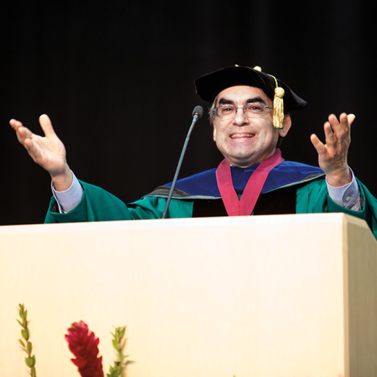 Michael gives the keynote address at the 2019 CEHD Commencement.