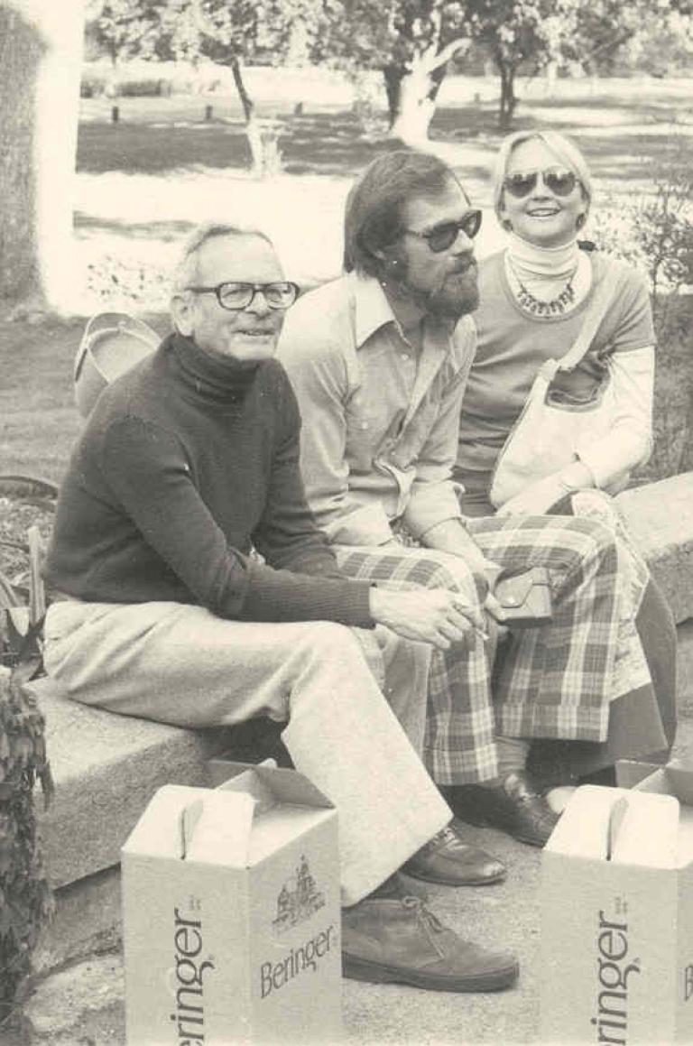 Left to right: FSOS Professors Jerry Neubeck and James Maddock with Maddock’s wife, Noel Larson, at a conference in California in 1976.