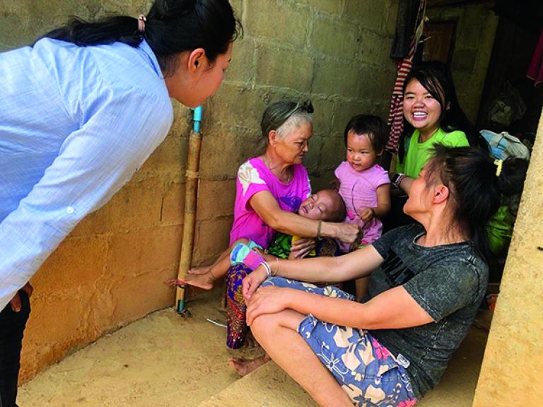 The group visited the family to drop off milk for the mother and her child and to check on her wellbeing.