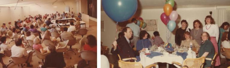 From left: Tenth anniversary Minnesota Round Table on Early Childhood Education, 1983; CEED celebrated its 10th anniversary with a party and remarks by its founding staff members.