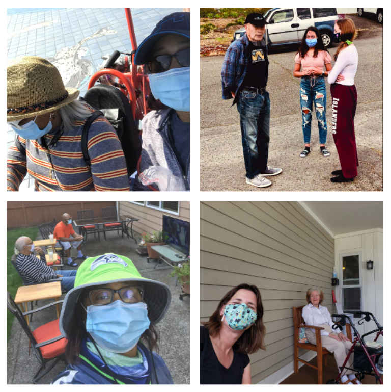 collage of people with masks during pandemic