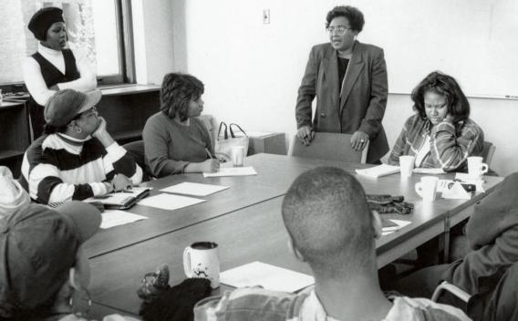 Essie Johnson leading a meeting