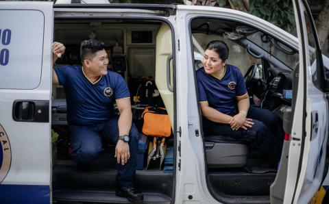 First responders in a van