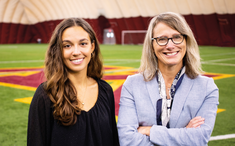 Tucker Center Intern Maxine Simons (left) with Center Director Nicole M. LaVoi