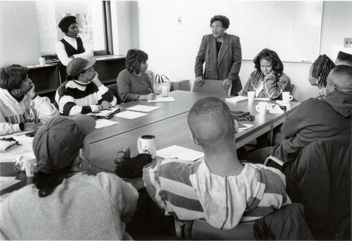 Essie Johnson, diversity coordinator for the Apple Valley/Eagan/Rosemount school district, at a 1995 meeting of the CGC.