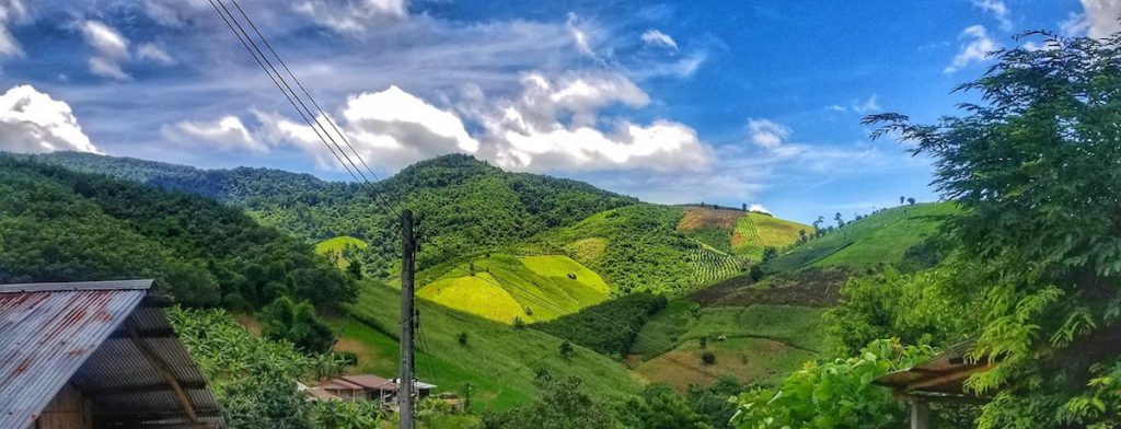 Photograph of green hilly landscape in Chiang Rai province, Thailand